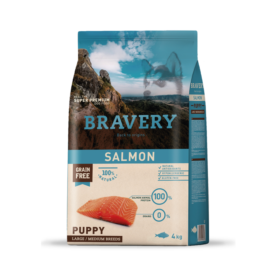 4PE040070-1.png BRAVERY SALMON PUPPY LARGE/MEDIUM BREEDS 4 KG - Imagen 1